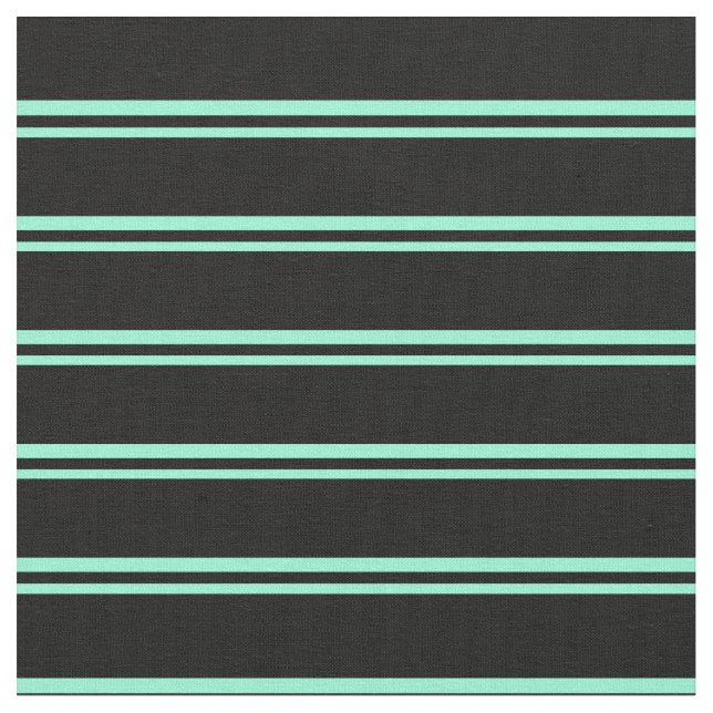 Aquamarine & Black Lined/Striped Pattern Fabric (Close Up)