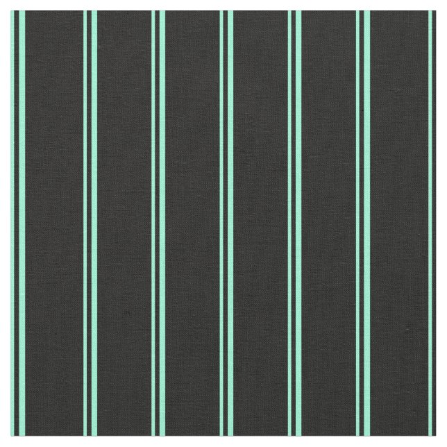 Aquamarine & Black Lines Fabric (Close Up)