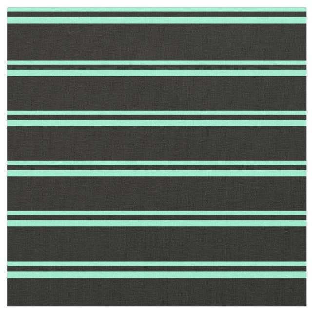 Aquamarine & Black Lines/Stripes Pattern Fabric (Close Up)