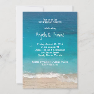 Aquamarine Bleu Océan Répétition Dîner Invitations