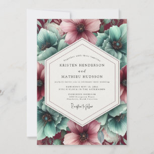 Aquamarine Bloom Wedding Invitation