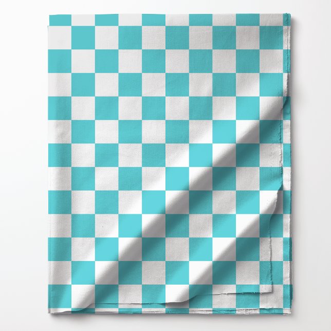 Aquamarine Blue and White Chequered Pattern Fabric (Creator Uploaded)