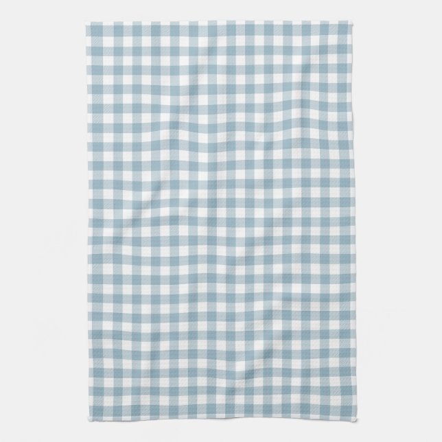 Aquamarine Blue Gingham Pattern Kitchen Towels (Vertical)