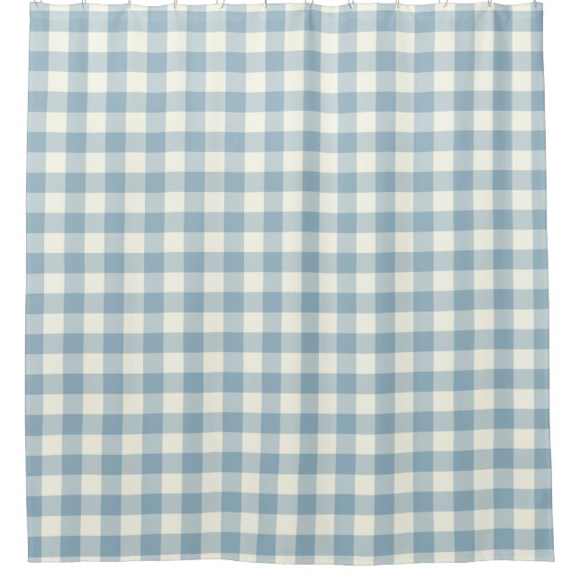 Aquamarine Blue Gingham Shower Curtains (Front)