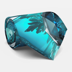 Aquamarine Blue Green Teal Gemstone Crystal Magic  Tie