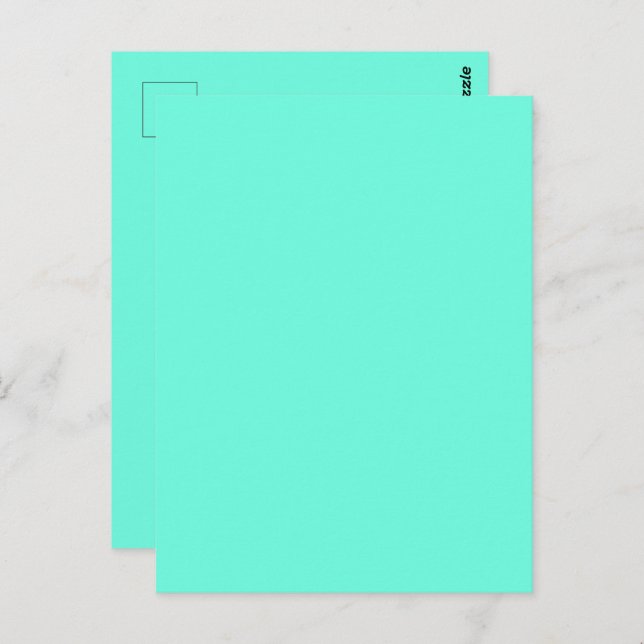 Aquamarine Blue Green Turquoise Solid Colour Postcard (Front/Back)