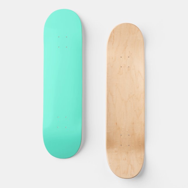 Aquamarine Blue Green Turquoise Solid Colour Skateboard (Front)