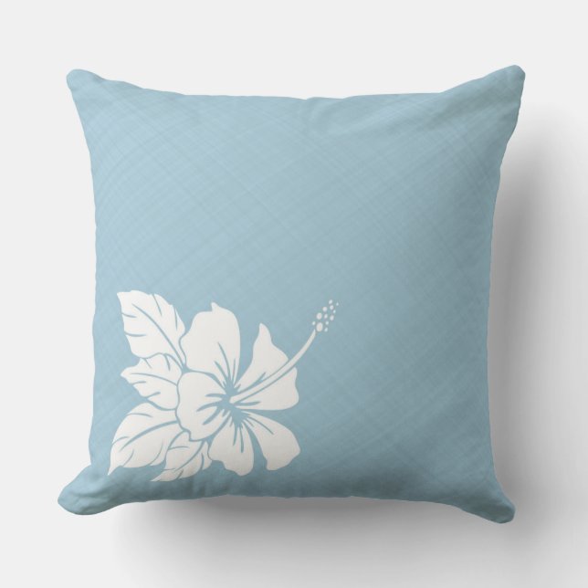 Aquamarine Blue Hibiscus Outdoor Pillow (Front)
