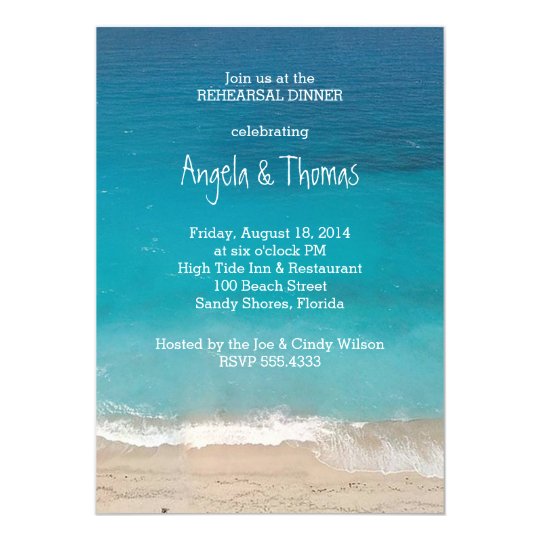 Aquamarine Blue Ocean Rehearsal Dinner Invitations