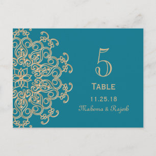 AQUAMARINE BLUE OR INDIEN MARIAGE NUMÉRO DE TABLE
