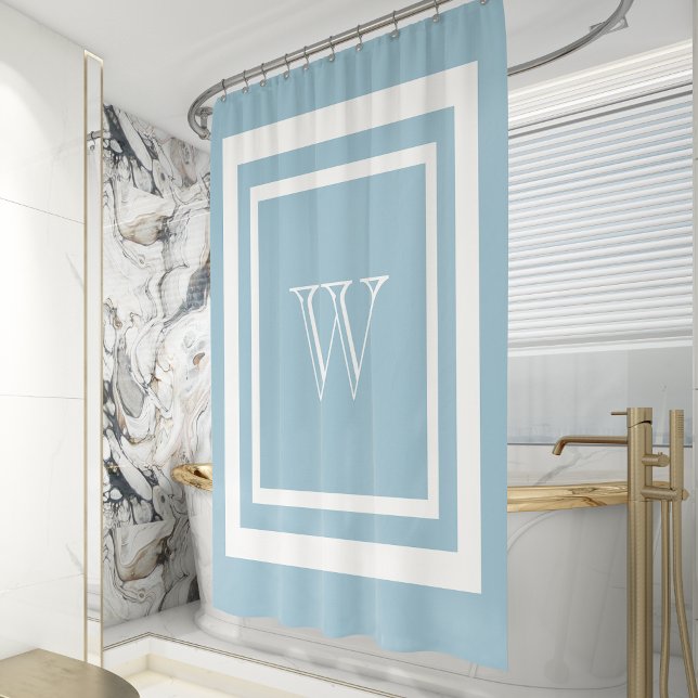Aquamarine Blue White Framed Monogram (Creator Uploaded)