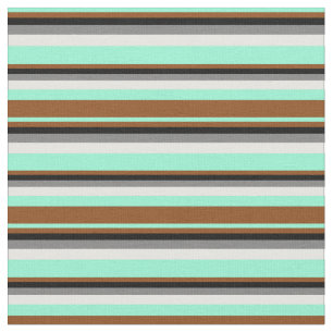 Aquamarine, Brown, Black, Grey, and Mint Cream Fabric