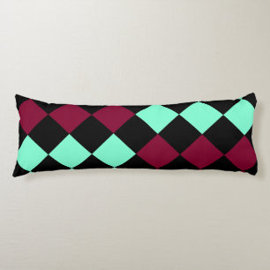 Aquamarine Burgundy Chequered Diamond Pattern Body Pillow