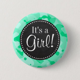 Aquamarine Camo; Camouflage; Retro Chalkboard 2 Inch Round Button