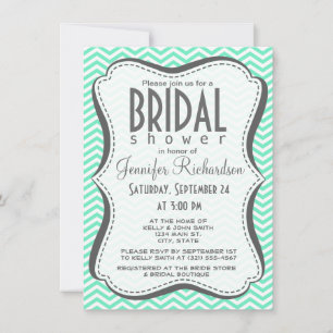 Aquamarine Chevron; zig zag Invitation