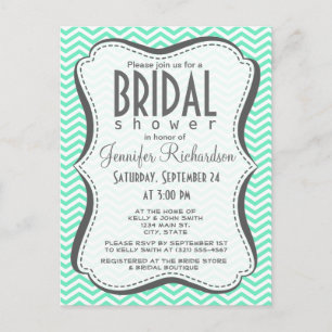 Aquamarine Chevron; zig zag Invitation Postcard