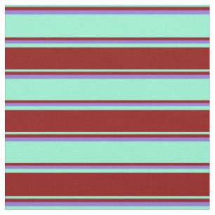 Aquamarine, Dark Red & Purple Coloured Lines Fabric