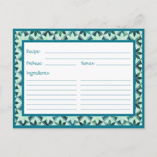 Aquamarine Decorative Floral Tiles Recipe Card