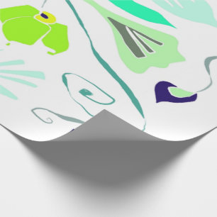 Aquamarine flora Wrapping Paper