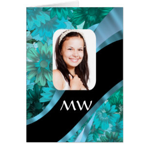 Aquamarine floral personalized photo