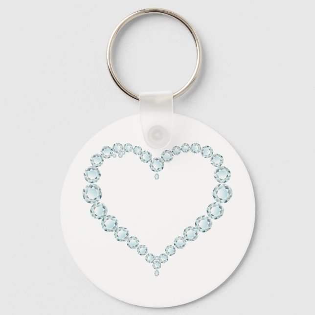 Aquamarine Gem Heart Keychain (Front)