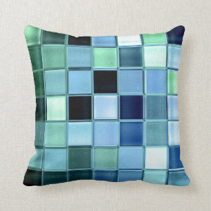 AquaMarine glass mosaic custom home decor Throw Pillow
