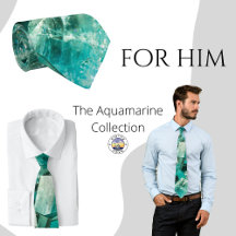Aquamarine Green Crystal Gemstone Lovers Neck Tie
