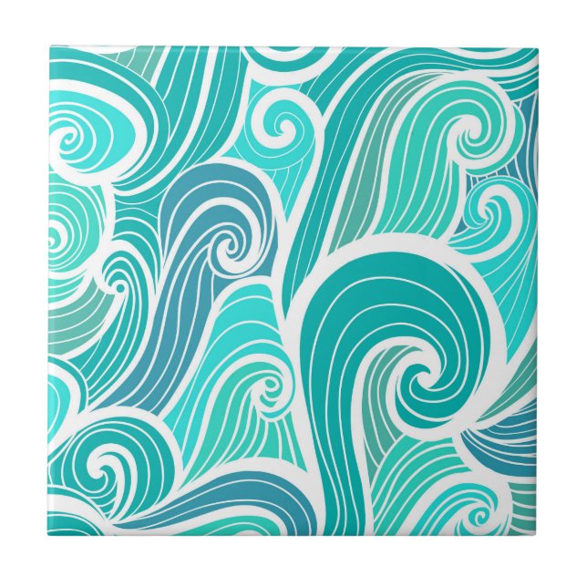 aquamarine,green,turquoise,blue,white,mint,waves,t tile (Front)