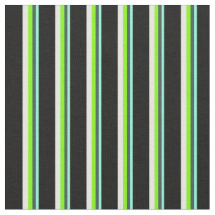 Aquamarine, Grey, Chartreuse, Mint Cream & Black Fabric