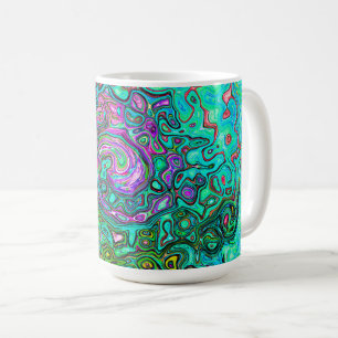 Aquamarine Groovy Abstract Retro Liquid Swirl Coffee Mug