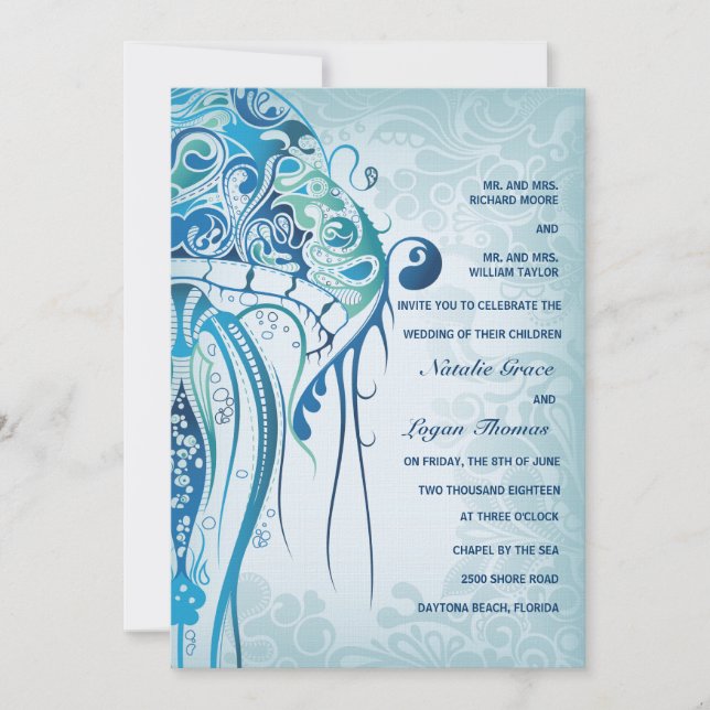 Aquamarine Jellyfish Invitation2 Invitation (Front)