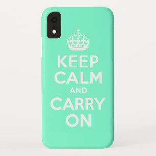 Aquamarine Keep Calm and Carry On iPhone XR Case