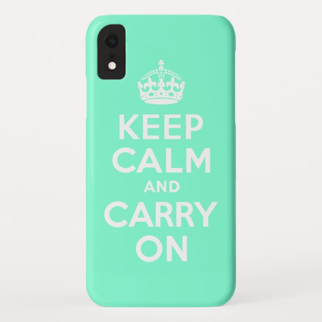 Aquamarine Keep Calm and Carry On Case-Mate iPhone Case (Back)