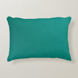 Aquamarine Leather: Fashionable Snake Texture. Accent Pillow