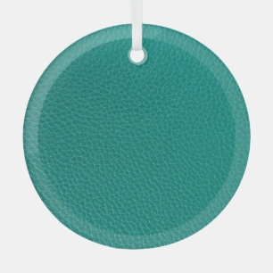 Aquamarine Leather: Fashionable Snake Texture. Glass Ornament