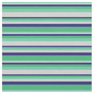Aquamarine, Light Grey, Midnight Blue & Sea Green Fabric