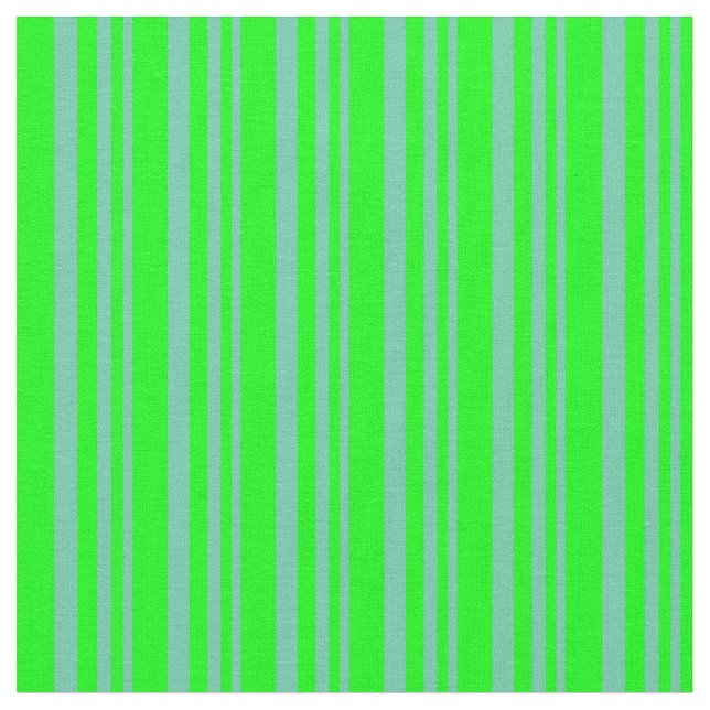 Aquamarine & Lime Coloured Lined/Striped Pattern Fabric (Close Up)