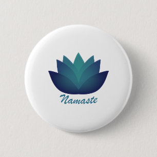 Aquamarine Lotus Namaste 2 Inch Round Button