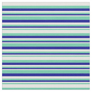 Aquamarine, Mint Cream & Dark Blue Lines Fabric