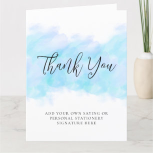 Aquamarine moderne élégant plié Merci Cartes