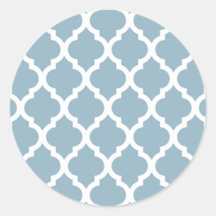 Aquamarine Moroccan Tile Trellis Classic Round Sticker