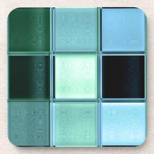 AquaMarine Mosaic coaster set with cork backs (Front)