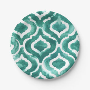 Aquamarine Motif IV Paper Plate