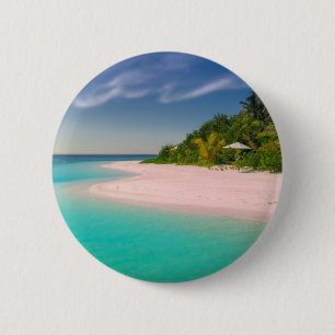 Aquamarine Ocean Tropical Beach Scenic 2 Inch Round Button