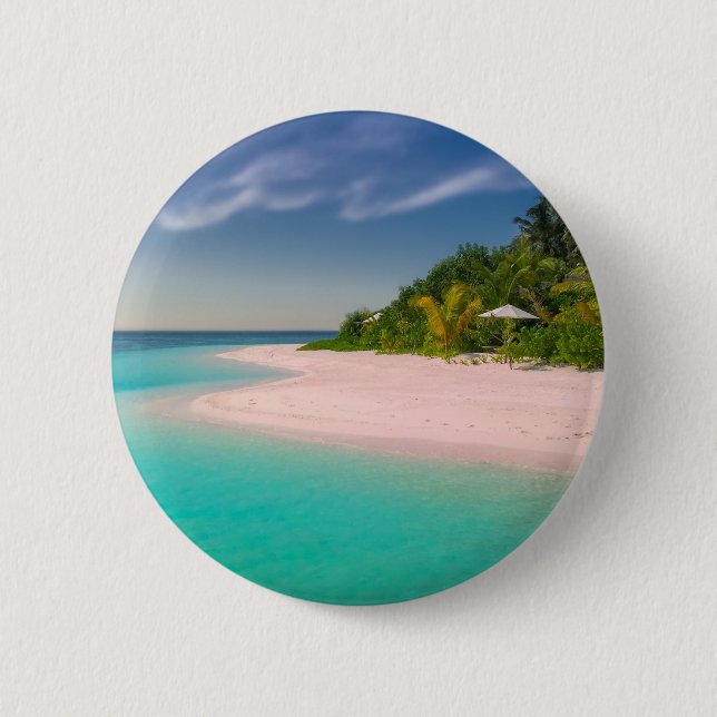 Aquamarine Ocean Tropical Beach Scenic 2 Inch Round Button (Front)