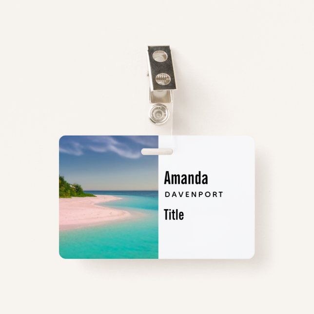 Aquamarine Ocean Tropical Beach Scenic Badge (Front with Clip)