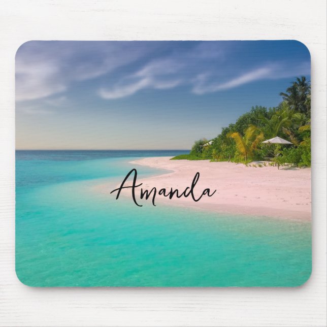 Aquamarine Ocean Tropical Beach Scenic Mouse Pad (Front)