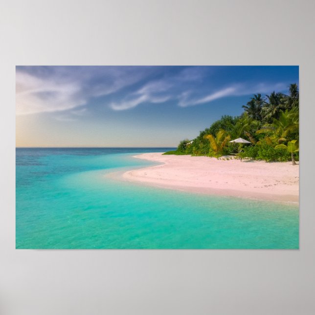 Aquamarine Ocean Tropical Beach Scenic Poster (Front)