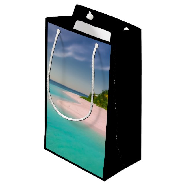 Aquamarine Ocean Tropical Beach Scenic Small Gift Bag (Front Angled)
