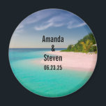 Aquamarine Ocean Tropical Beach Scenic Wedding Magnet<br><div class="desc">Magnet with a beautiful photograph. A scenic tropical beach with aquamarine water and a white sandy beach with a lush forest in the back.</div>